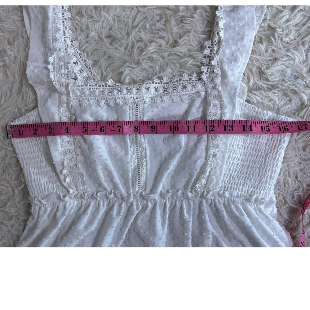 Cato Women's Size M White Swiss Dot Lace Trim Babydoll Tank #0484 - Picture 10 of 10